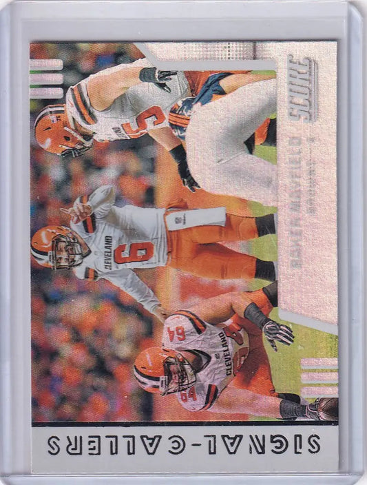 Football trading card showcasing SC1 Baker Mayfield with Cleveland Browns players
