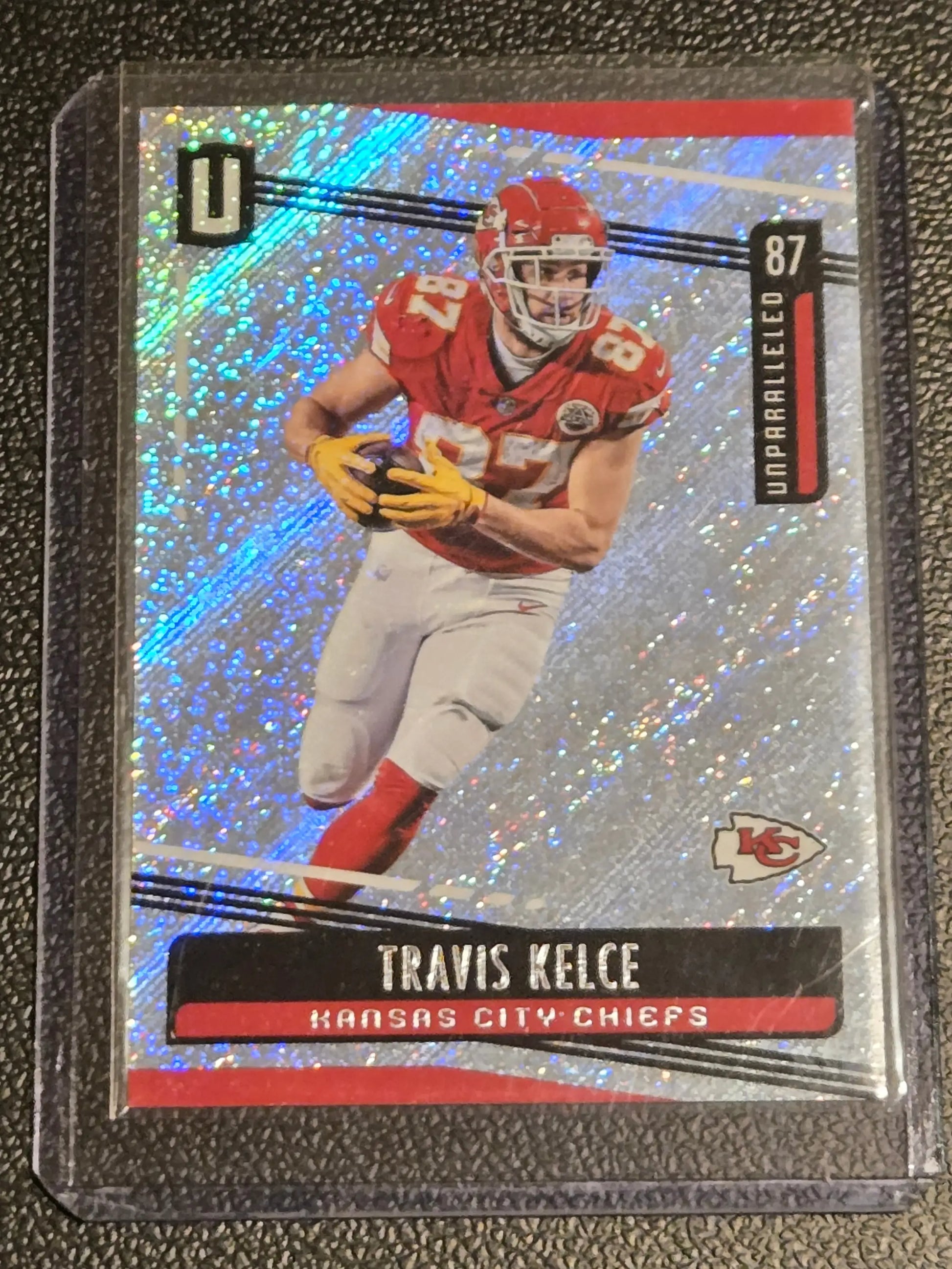 Travis Kelce football card from Panini Unparalleled 2019 Panini Unparalleled series