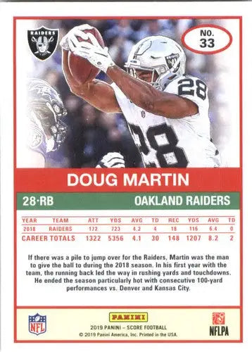 2019 Score #33 Doug Martin NM-MT Raiders ID:33014 - Trading Cards