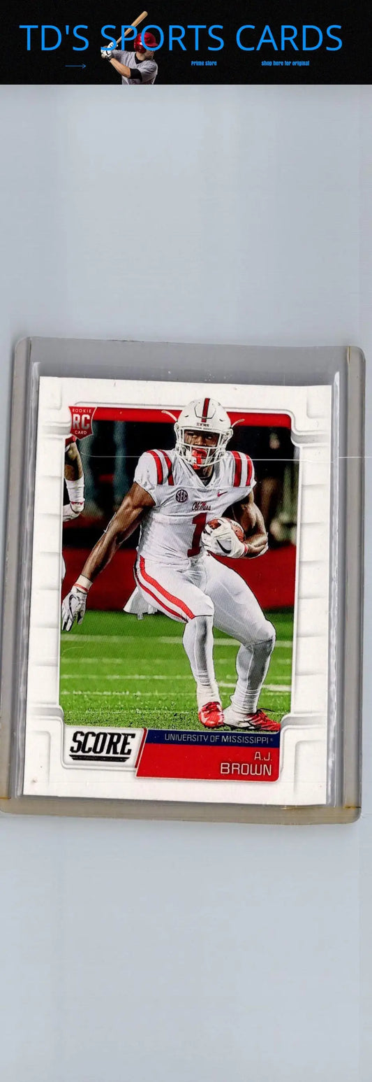 Football trading card featuring 2019 Score A J Brown #348 collectible card