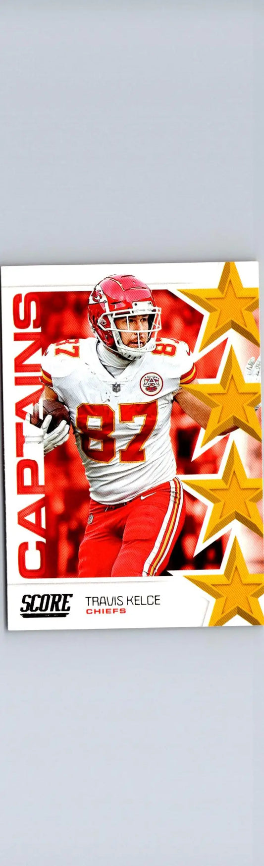 Travis Kelce football card from 2019 Score Captains series featuring Kelce Captains