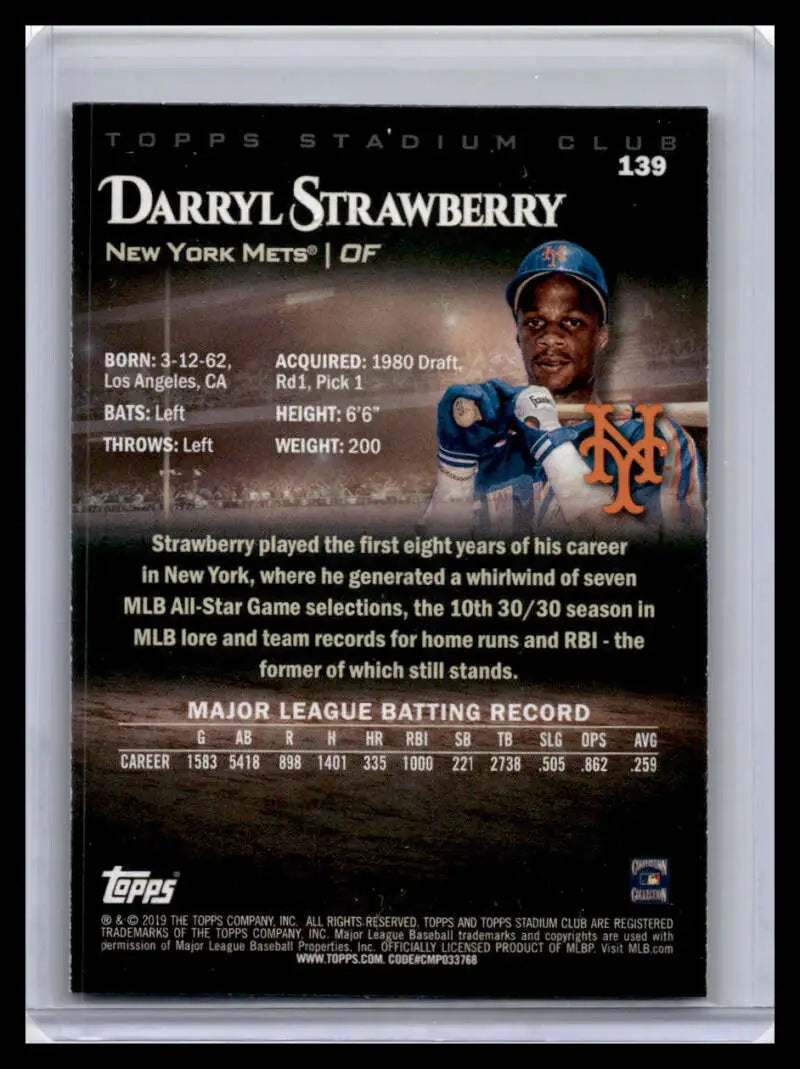 Darryl Strawberry Baseball Card of New York Mets Outfielder in Blue Cap