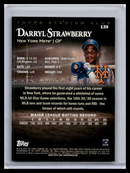 Darryl Strawberry Baseball Card of New York Mets Outfielder in Blue Cap