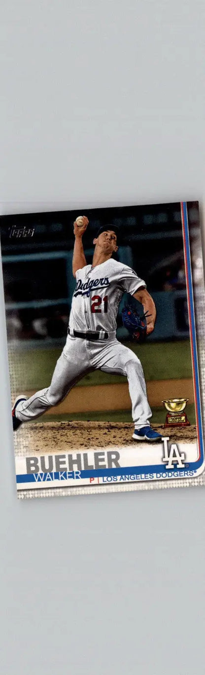 Walker Buehler baseball card from 2019 Topps #445 Los Angeles Dodgers memorabilia