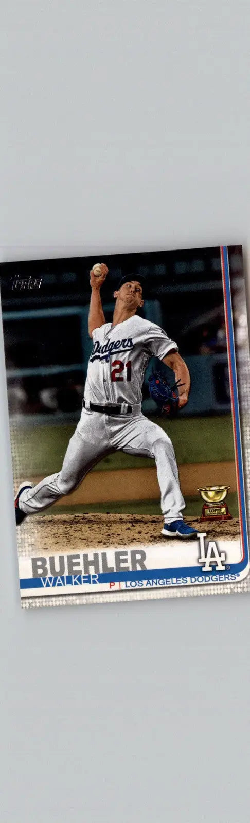 Walker Buehler baseball card from 2019 Topps #445 Los Angeles Dodgers memorabilia