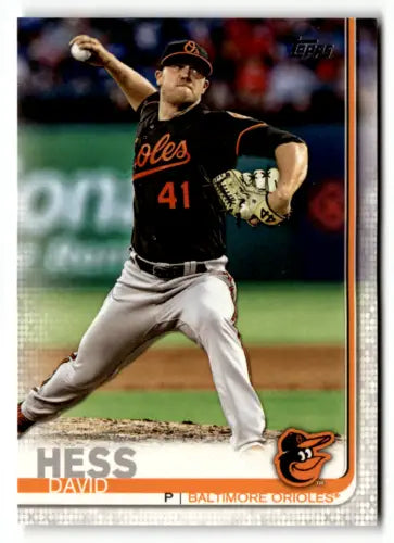 Baseball card featuring David Hess of the Baltimore Orioles trading cards collection
