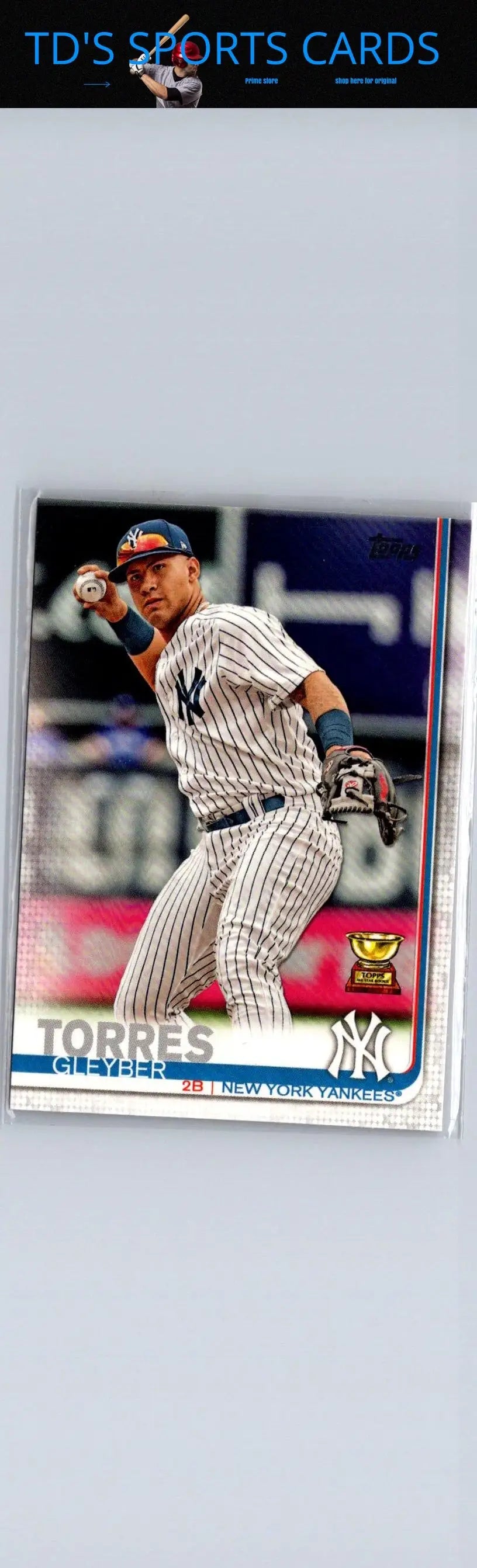 Gleyber Torres baseball card from 2019 Topps #7 featuring Gleyber Torres action shot