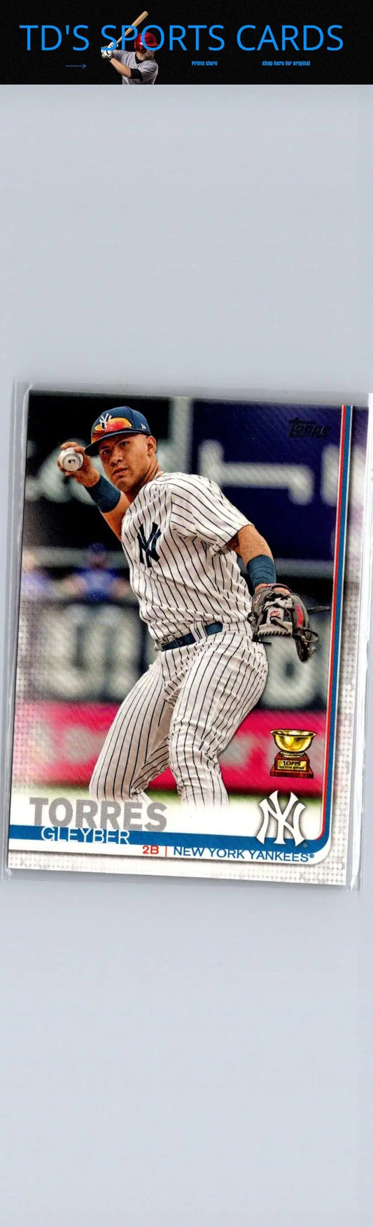 Gleyber Torres baseball card from 2019 Topps #7 featuring Gleyber Torres action shot