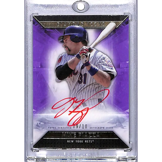 2019 Topps Diamond Icons Red Ink Purple #RI-MP Mike Piazza EX Excellent Auto 9/10 New York Mets Baseball Card