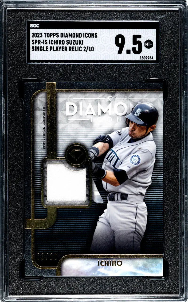 Graded 2019 Topps Diamond Icons Ichiro Suzuki Seattle Mariners baseball card in batting pose