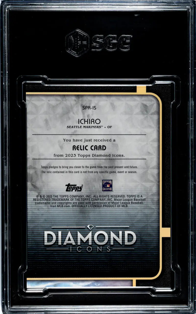 Black protective card holder featuring Diamond text for Ichiro Suzuki Seattle Mariners card