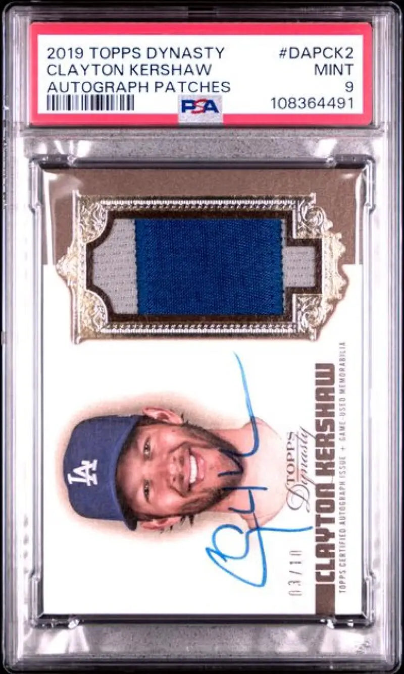 Clayton Kershaw autographed 2019 Topps Dynasty baseball card PSA 9 MINT Los Angeles Dodgers