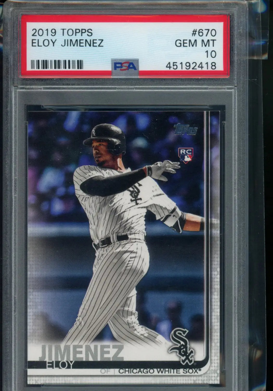 2019 Topps Eloy Jimenez baseball PSA 10 rookie card with Gem Mint 10 grade