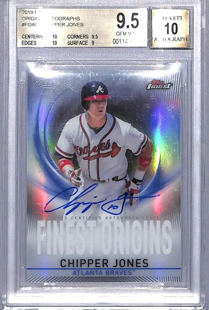 Chipper Jones autographed baseball card 2019 Topps Finest Origins Gem Mint Atlanta Braves
