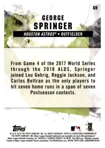 2019 Topps Fire #69 George Springer NM-MT Astros ID:23494 - Trading Cards