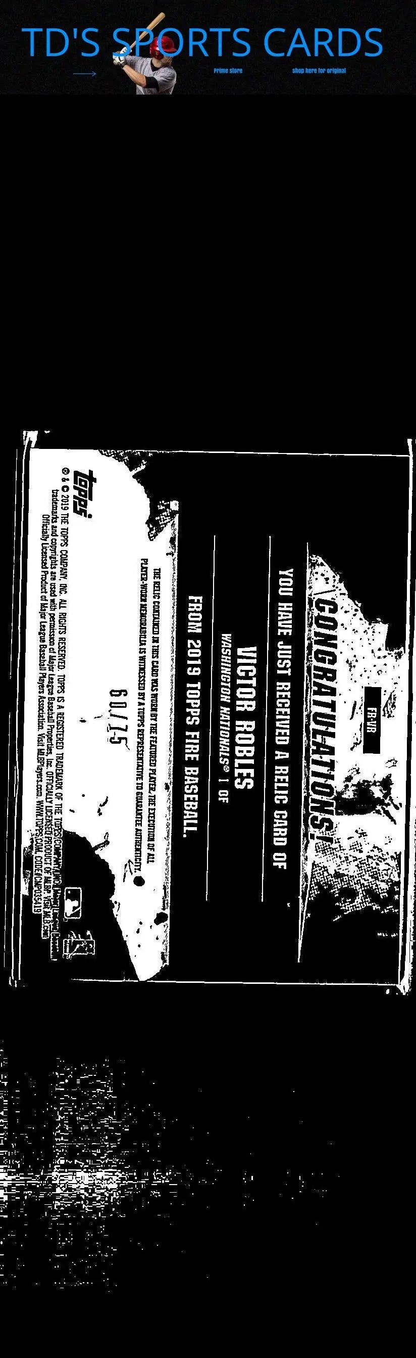 Baseball trading card featuring Victor Robles Relics Green from 2019 Topps Fire