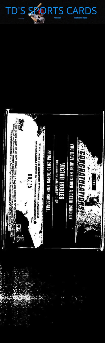 Baseball trading card featuring Victor Robles Relics Green from 2019 Topps Fire