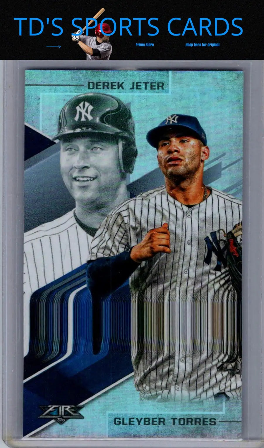 Baseball trading card featuring Gleyber Torres and Derek Jeter Lasting Legacies