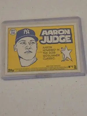 Aaron Judge baseball card from Topps Heritage 2019 series displayed in product