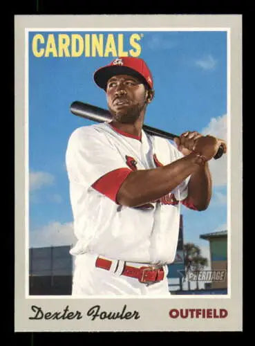 Dexter Fowler 2019 Topps Heritage #76 baseball card with original gloss for Cardinals fans