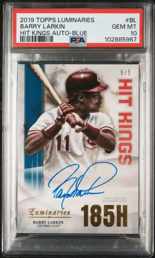 Barry Larkin autographed baseball card from 2019 Topps Luminaries, GEM MINT, Cincinnati Reds