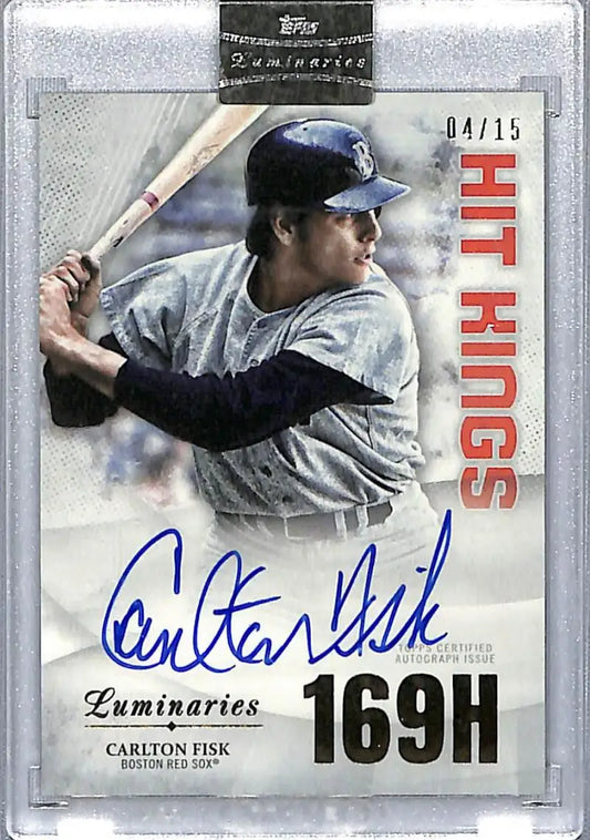 Autographed Carlton Fisk Boston Red Sox baseball card from 2019 Topps Luminaries honors