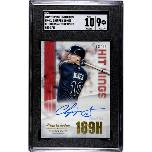 2019 Topps Luminaries Hit Kings Red #HK-CJ Chipper Jones SGC 9 MINT Auto 3/10 Atlanta Braves Baseball Card