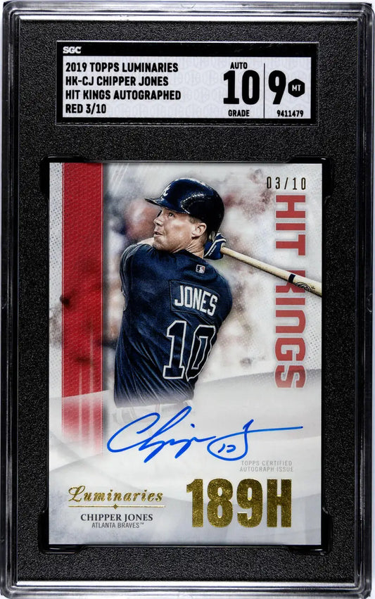 Graded 2019 Topps Luminaries Hit Chipper Jones Auto 3/10 Atlanta Braves Baseball Card