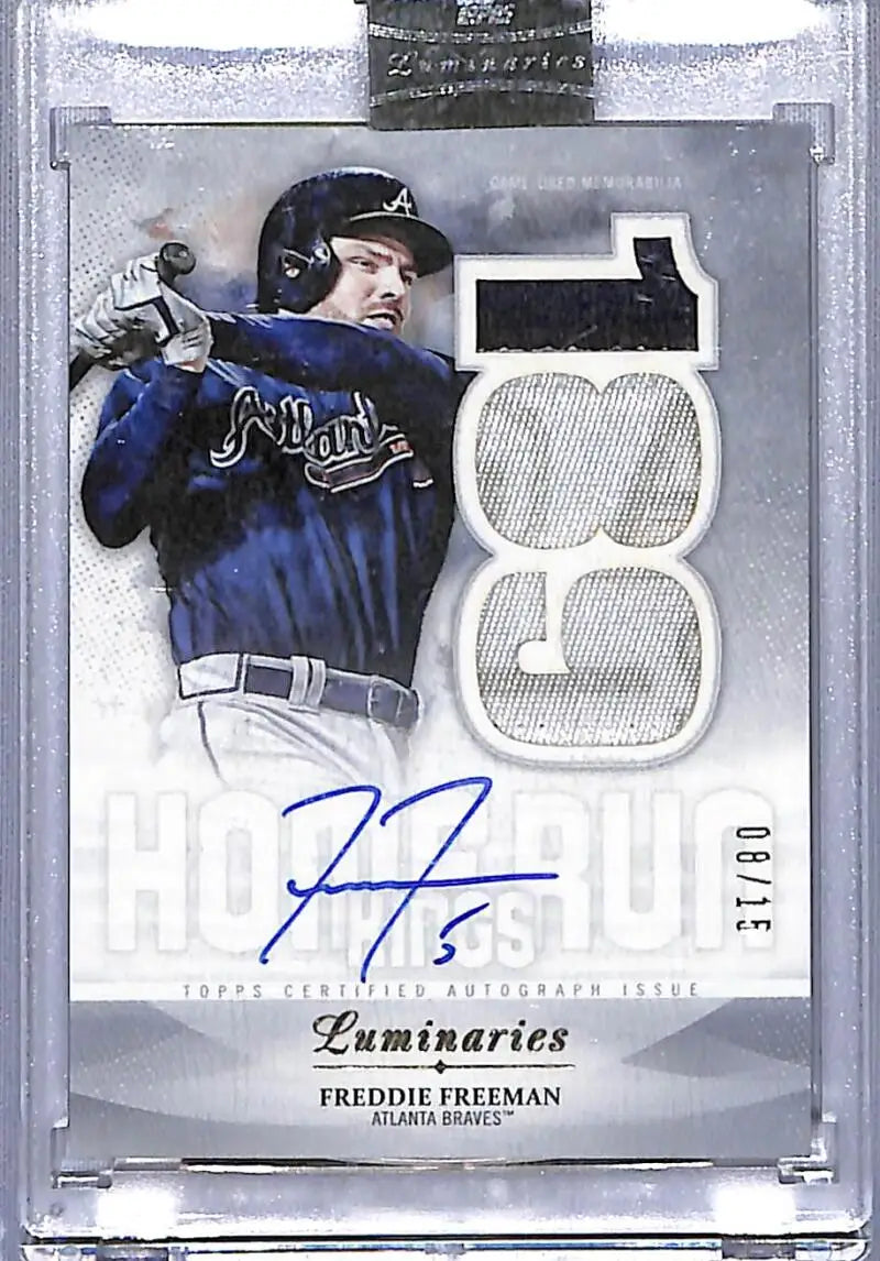 Freddie Freeman autographed baseball card from 2019 Topps Luminaries Home Run Kings series