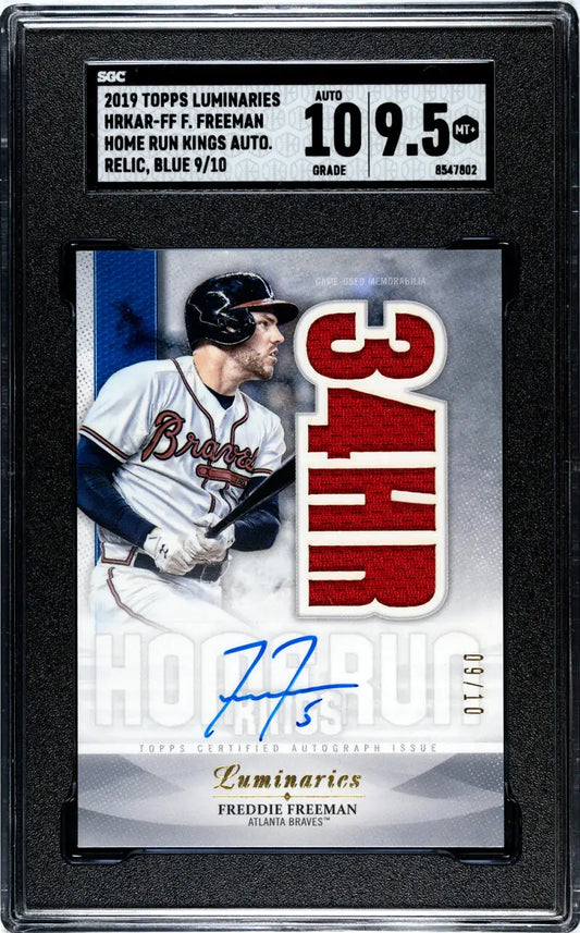 Graded Freddie Freeman Autographed Topps Luminaries Home Run Kings Baseball Card