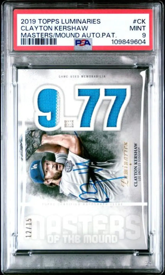 Autographed Clayton Kershaw baseball card from 2019 Topps Luminaries Los Angeles Dodgers