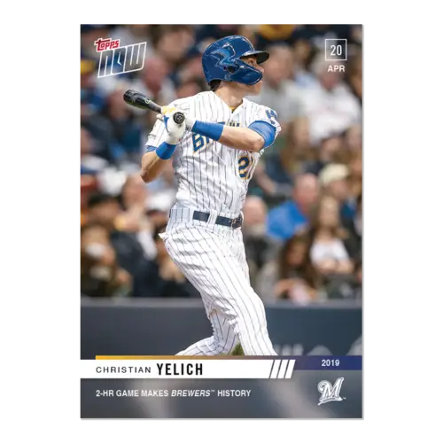 Christian Yelich swinging a bat in Milwaukee Brewers uniform makes Brewers history