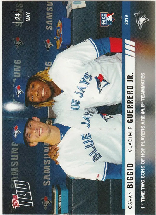 Baseball card of Cavan Biggio and Vladimir Guerrero Toronto Blue Jays players
