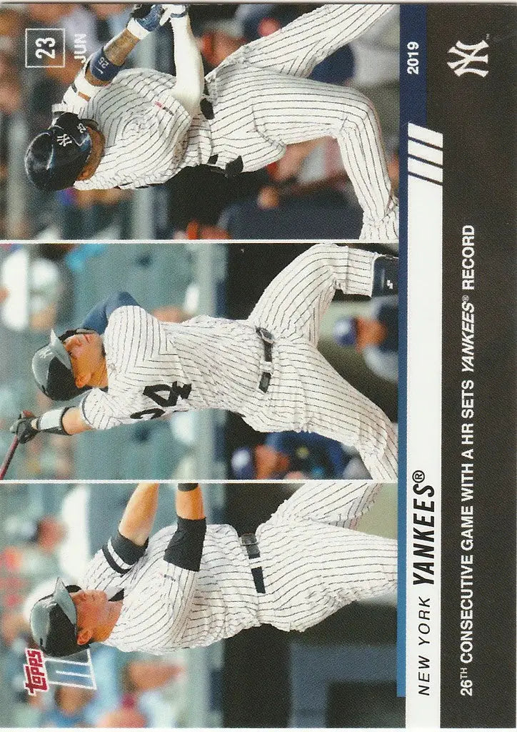 Baseball card showing New York Yankees player batting, sets record in trading cards