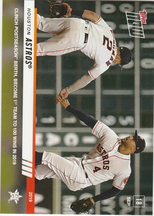 Baseball trading card of Houston Astros celebrating post-season berth achievement