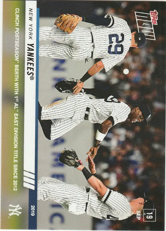 Baseball trading card of New York Yankees celebrating their clinch postseason berth