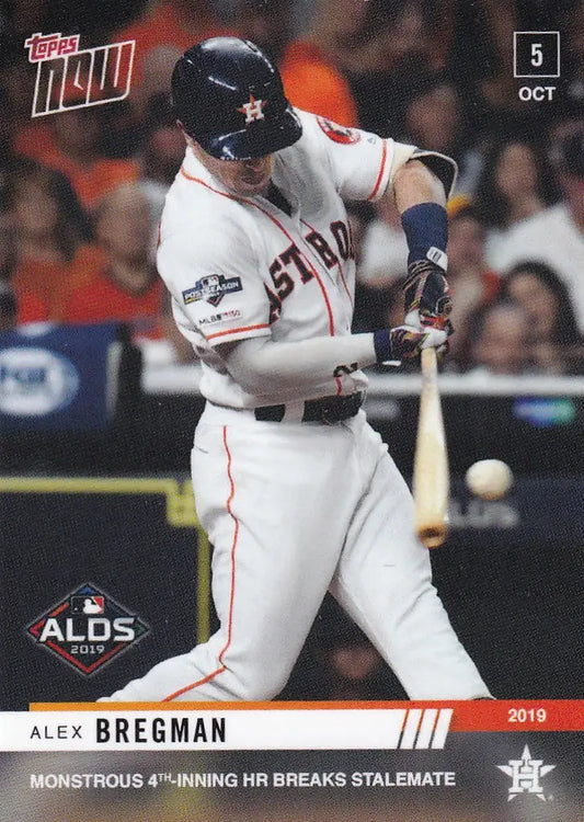 Baseball player Alex Bregman swinging bat during 4th inning HR for Houston Astros