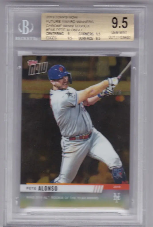 Graded 2019 Topps Now PA6 Pete Alonso RC baseball card in protective holder