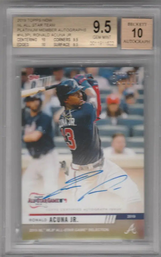 Graded Ronald Acuna BGS 9.5 baseball card in protective holder for Platinum Member Autographs