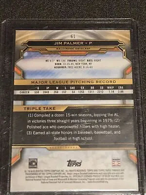 Jim Palmer baseball card from 2019 Topps Triple Threads collection
