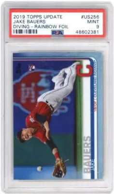 Graded Jake Bauers US256 Diving Rainbow Foil Baseball Card PSA 9