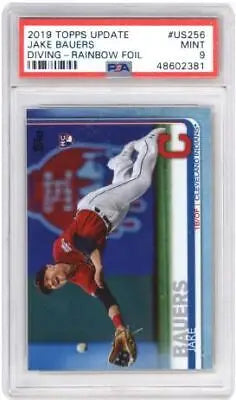 Graded Jake Bauers US256 Diving Rainbow Foil Baseball Card displays diving rainbow foil effect