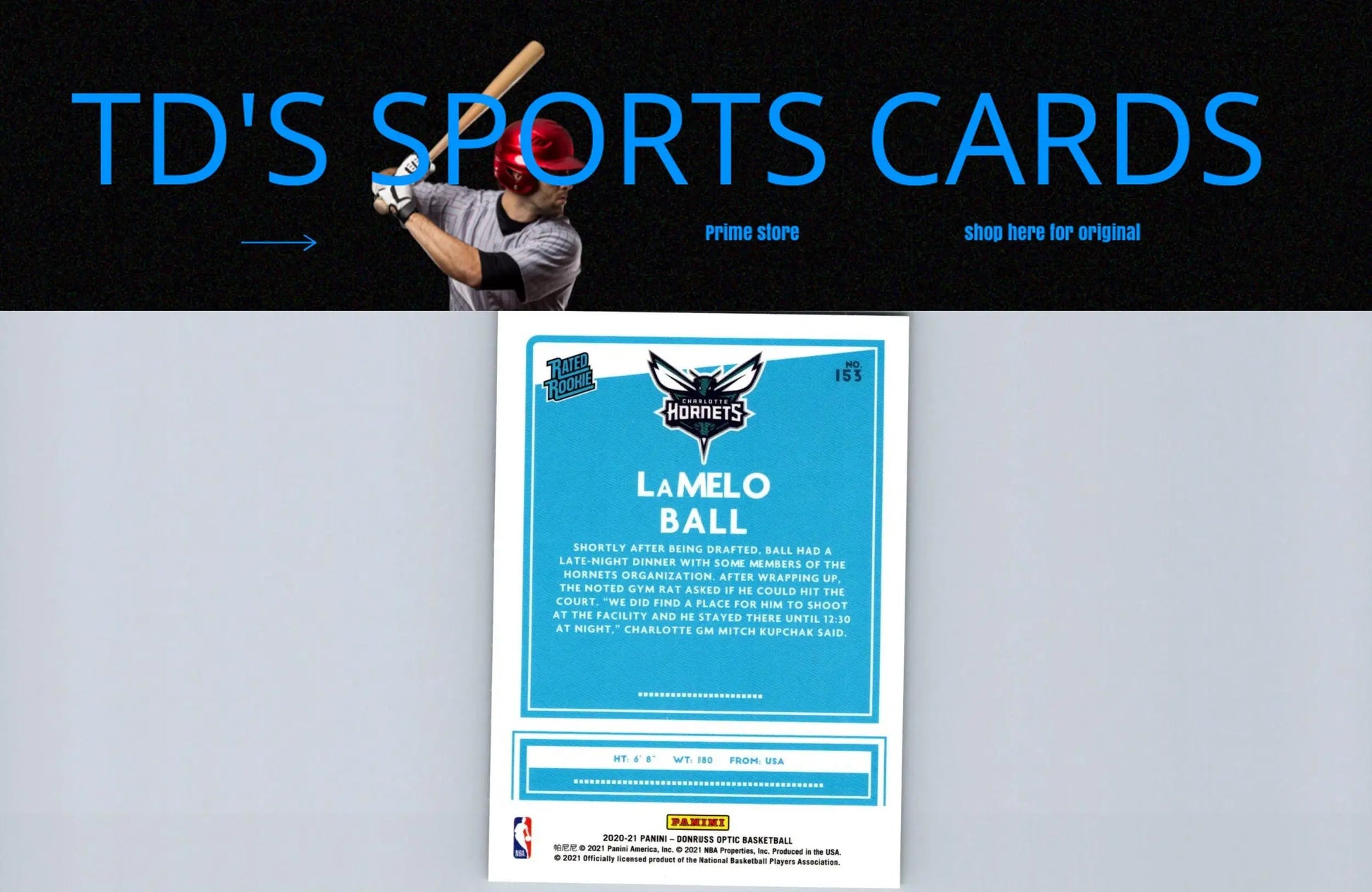 LaMelo Ball 2020-21 Donruss Optic #153 trading card displayed for collectors