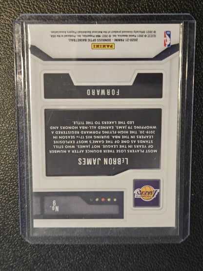 LeBron James basketball trading card in protective sleeve from Donruss Optic 2020-21