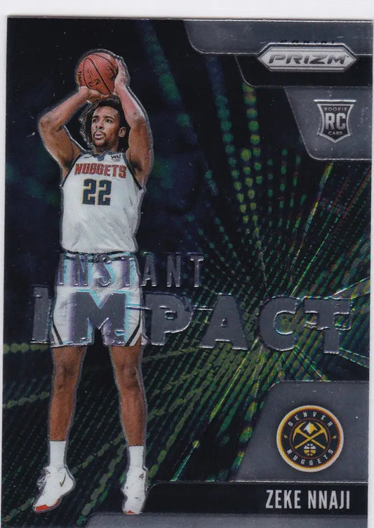 Basketball trading card of Zeke Nnaji in white Nuggets jersey, Donruss Rated Rookie