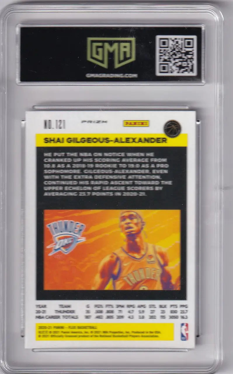 Basketball trading card featuring Shai Gilgeous-Alexander Flux Pulsar Prizm GMA 10