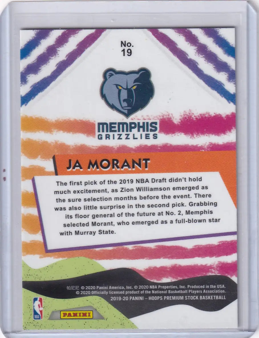 Collectible NBA Hoops basketball card of Ja Morant with Memphis Grizzlies logo