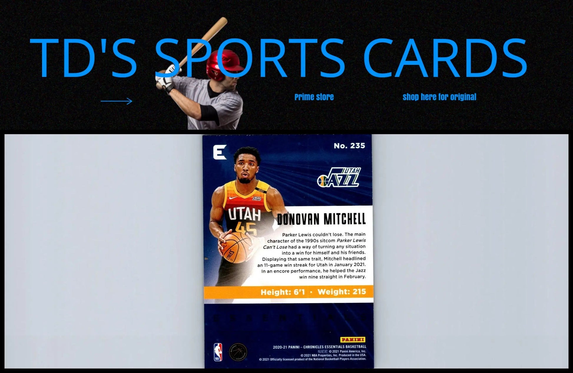 Donovan Mitchell basketball card from 2020-21 Panini Chronicles Asia #235