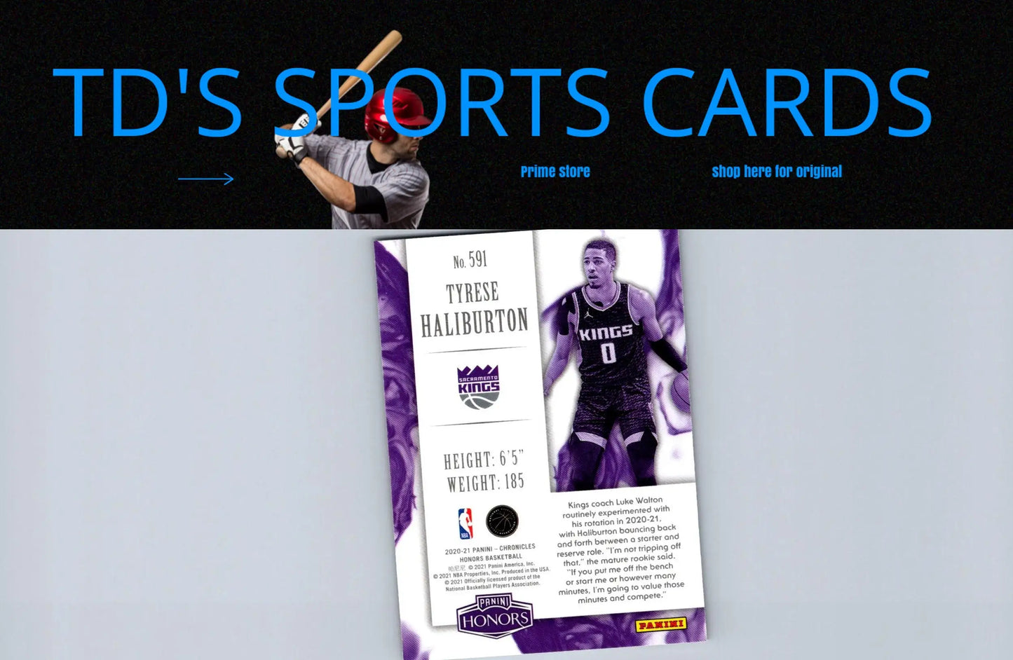 Tyrese Haliburton 2020-21 Panini Chronicles #591 trading card displayed for sale