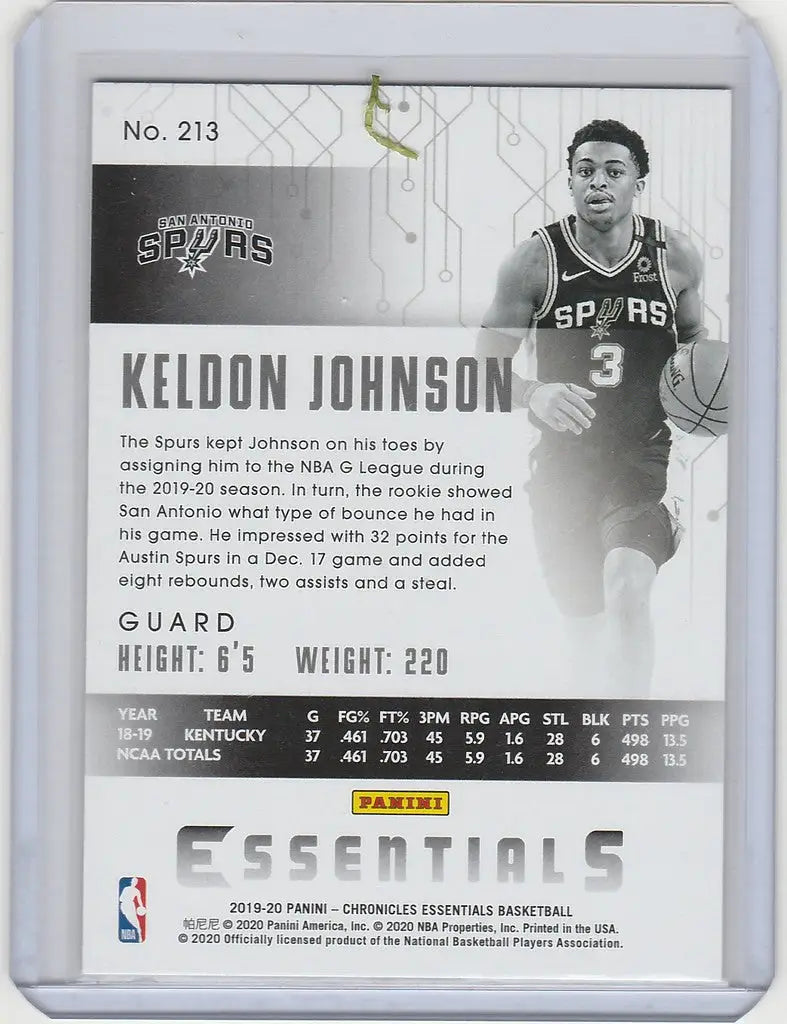 Basketball trading card of Keldon Johnson with San Antonio Spurs jersey number 3